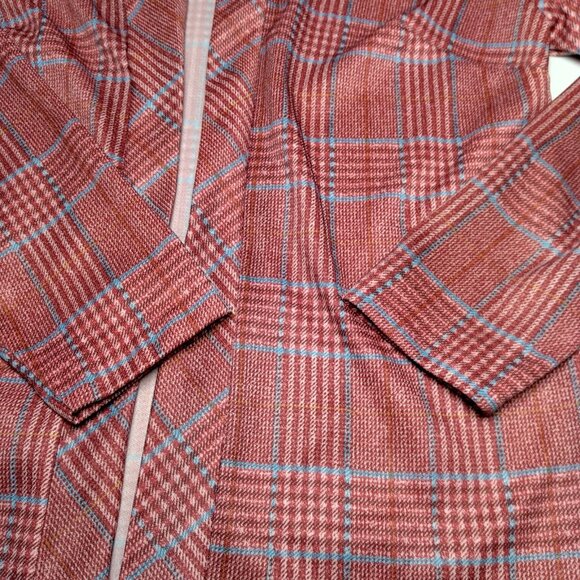 Vintage 1970s Liberty Circle Blouse Size 12 Open Front Shirt Red Plaid Academia - Picture 9 of 13